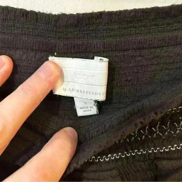 Anthropologie Ett:Twa Casual Boho Cropped Lightweight Black Pants Size Small - Picture 6 of 9